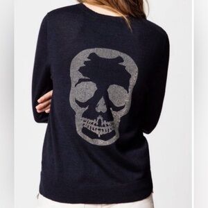 Zadig & Voltire Womens Large Black Miss M Merino Wool Skull Sweater Grunge Emo